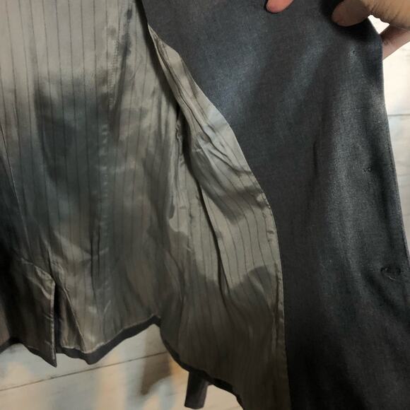 EMPHASIS gray 3 button w/tie front suit jacket career blazer Junior size large - Picture 7 of 9